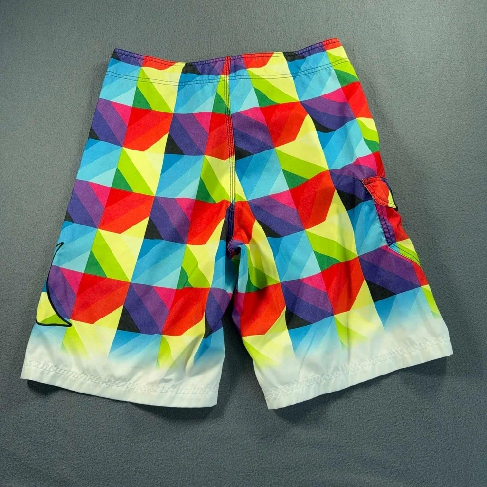 Hurley Board Shorts Mens 34 Multicolor Geometric Surf Swim Trunks - Meas. 32x10